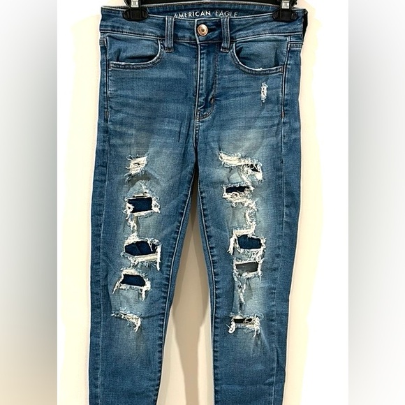 American Eagle Women’s High Rise Distressed Jeggings Size 2 - Picture 5 of 14